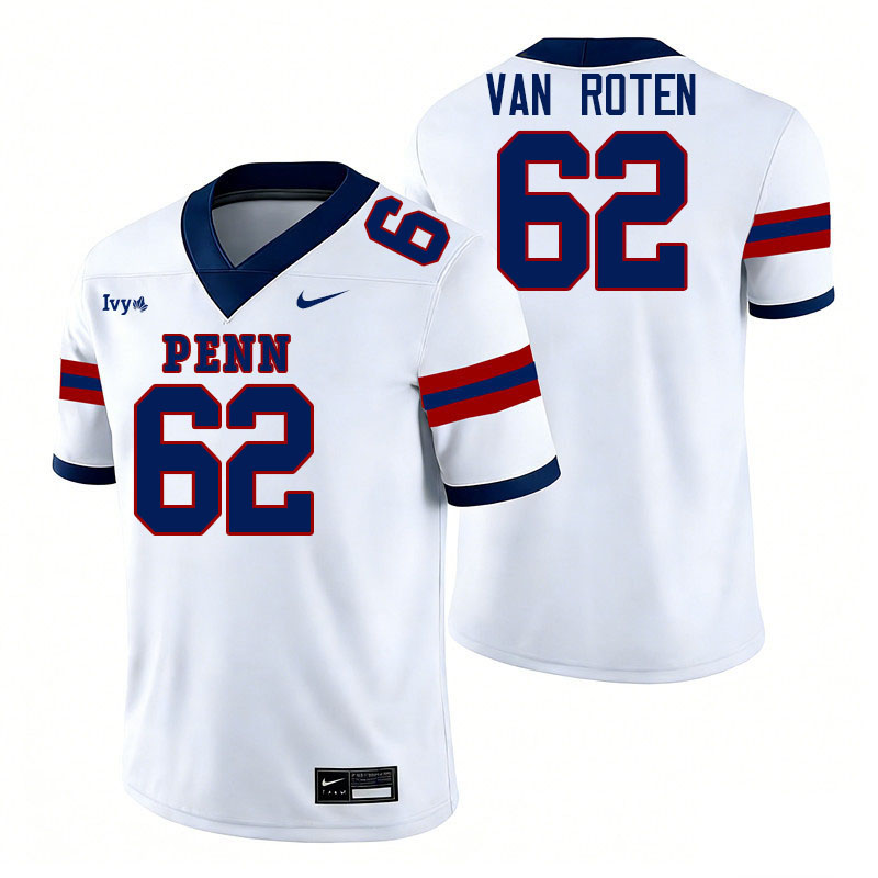 Pennsylvania Quakers #62 Greg Van Roten College Football Jerseys,Uniforms Stitched-White